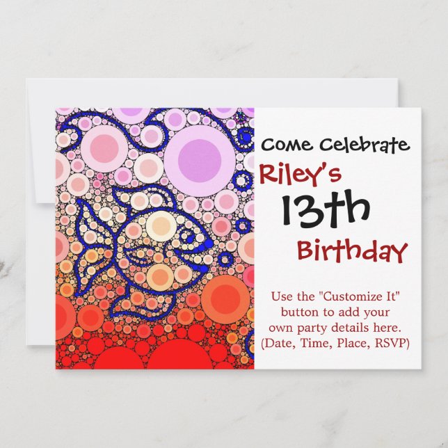 Färgfull under Sea Bubly Fish Swimming Mosaic Inbjudningar (Framsida)