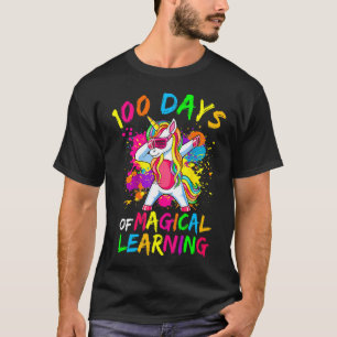 Färgfull Unicorn 100 Days of Magic Learning Sch T Shirt