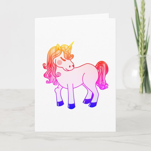 Färgfull Unicorn, födelsedag Kort (Framsida)