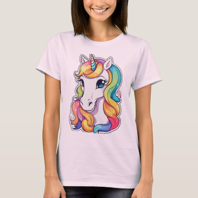 Färgfull Unicorn-illustration T Shirt (Framsida)