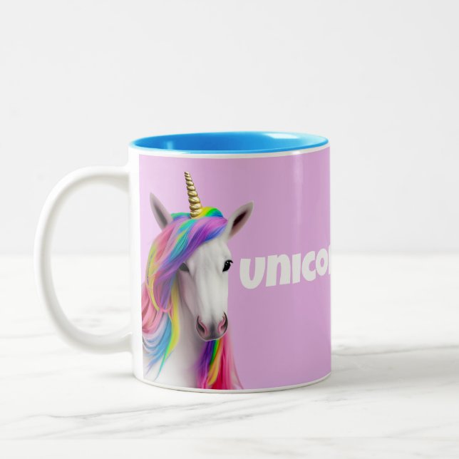 Färgfull Unicorn-kaffe Mugg (Vänster)