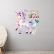 Färgfull Unicorn och Hearts Rainbow