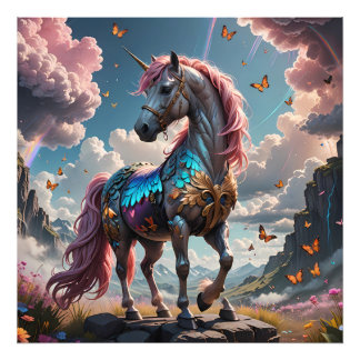 Färgfull Unicorn Puzzle Fototryck
