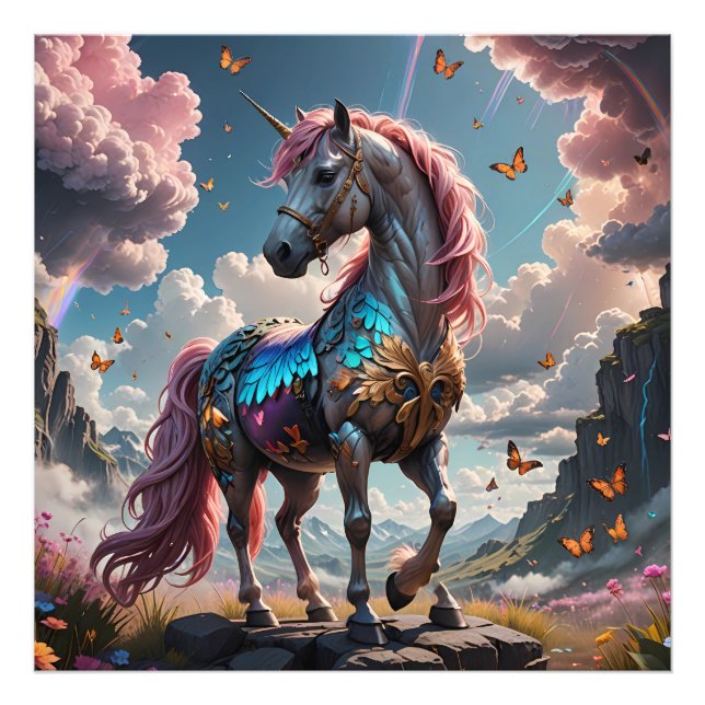Färgfull Unicorn Puzzle Fototryck (Framsidan)