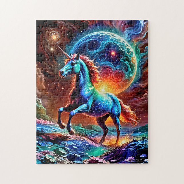 Färgfull Unicorn Puzzle Pussel (Vertikal)