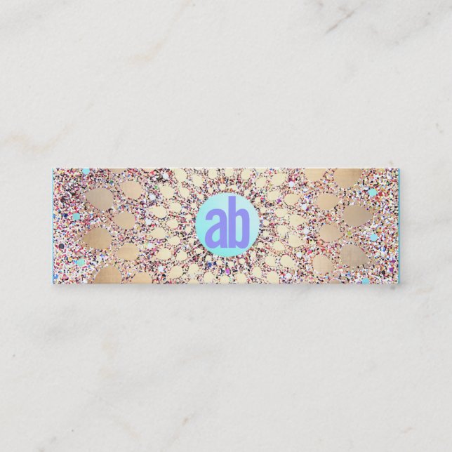 Färgfull, unik och framträdande monogrammad Glitte Mini Visitkort (Framsida)
