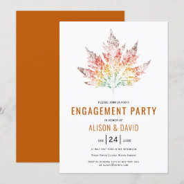 Färgfull utskrift av bränd orange i löv party inbjudningar
