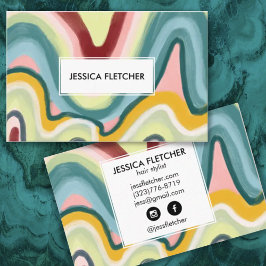 Färgfull Vågigt Rand-minimalistisk Coola Modern Visitkort
