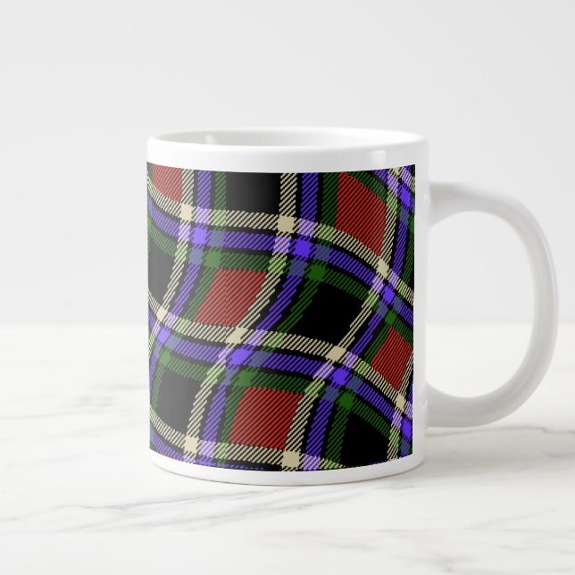 Färgfull Vågigt Tartan Mönster Grönt Red Lila Whit Jumbo Mugg (Höger)
