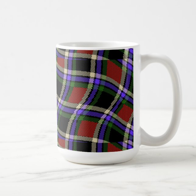 Färgfull Vågigt Tartan Mönster Grönt Red Lila Whit Kaffemugg (Höger)