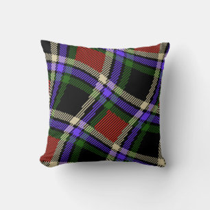 Färgfull Vågigt Tartan Mönster Grönt Red Lila Whit Kudde