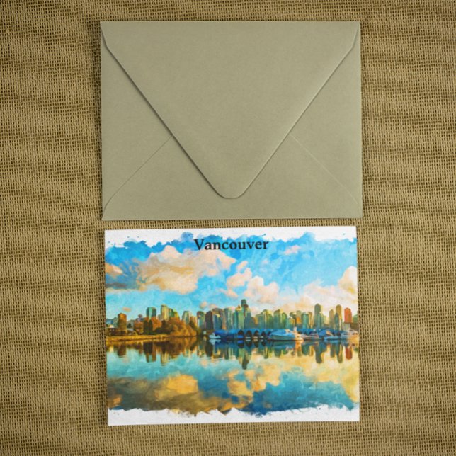 Färgfull Vancouver Kanada Panorama-vy Vykort (Colorful Vancouver Canada Panorama View Postcard)