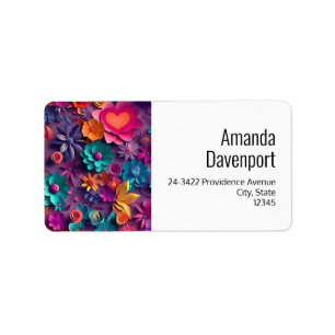 Färgfull Vår blommor Mönster Adress Adressetikett