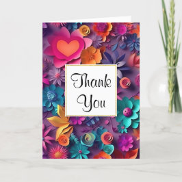 Färgfull Vår blommor Mönster Tack Kort