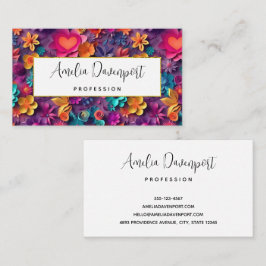 Färgfull Vår blommor Mönster Visitkort