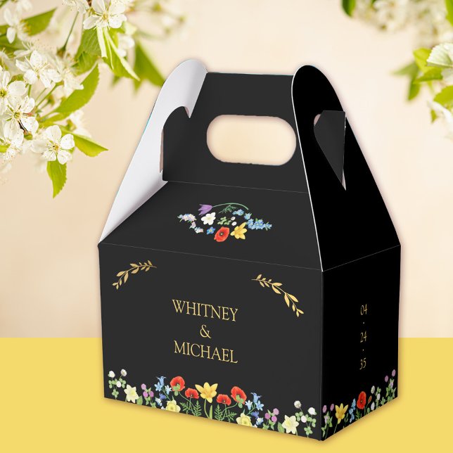 Färgfull Vår Wildblomma Rustic Blommigt Bröllop Presentaskar (Colorful Spring Wildflower Rustic Floral Wedding Favor Boxes)