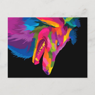 Färgfull varg helg vykort