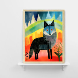 Färgfull Varg Nursery Art Poster