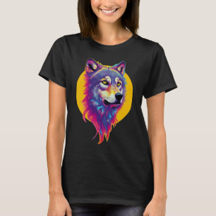 Färgfull Varg porträtt T Shirt