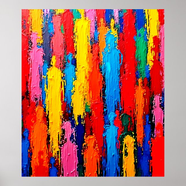 Färgfull, varierad konst för mänsklig anslutning poster (Framsidan)