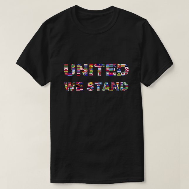 Färgfull Världs flaggor United We stand T-Shirt (Design framsida)