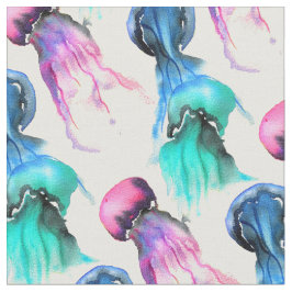 Färgfull vattenfärgbild för maneter tyg