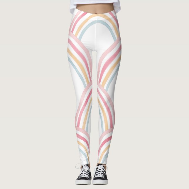 Färgfull vattenfärgsregnering Sömlös illustration Leggings (Framsida)