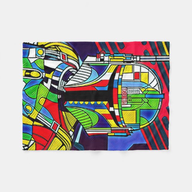 Färgfull Vector Robot Illustration T-Shirt Baby Bl Fleecefilt (Framsidan (Horisontell))