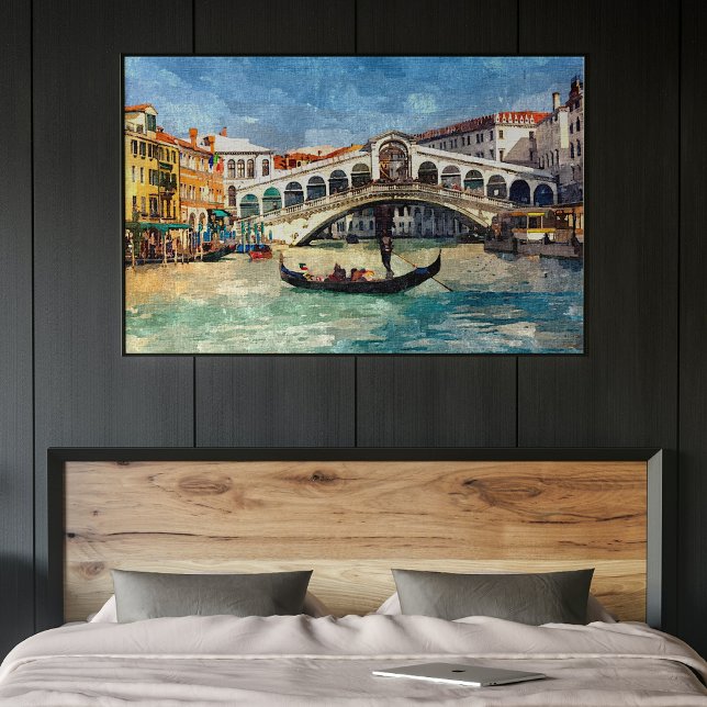 Färgfull Venedig Canal Grande Aquarelle Painting Poster (Skapare uppladdad)