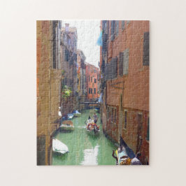 Färgfull Venedig-kanal med gondola, Italien Pussel