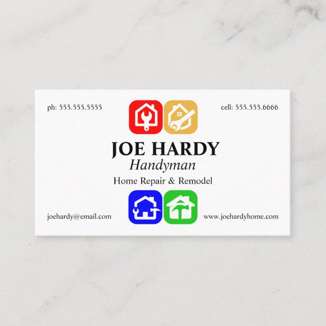 Färgfull Verktyg och Homes Contraktorbyggare Visitkort (Framsida)