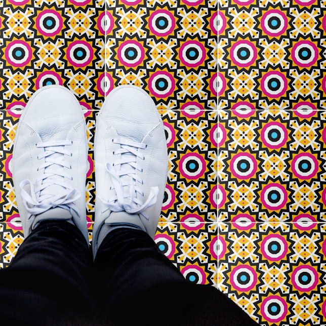 Färgfull vibrant etnisk mosaik Geometric Kakelplatta (Skapare uppladdad)