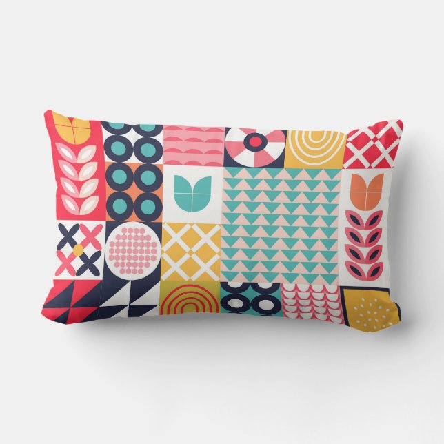 Färgfull vibrant Funky Lumbarkudde (Baksida)