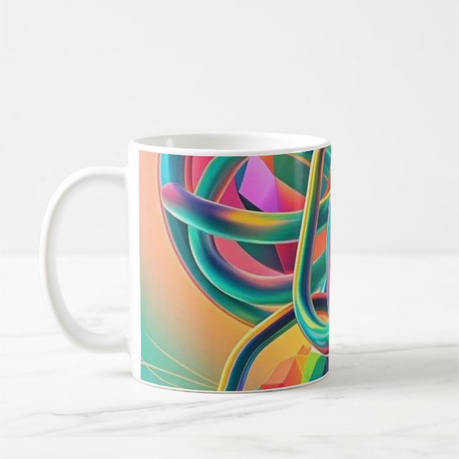 Färgfull vibrant- och nyteckning av abstrakt kaffemugg (Vänster)