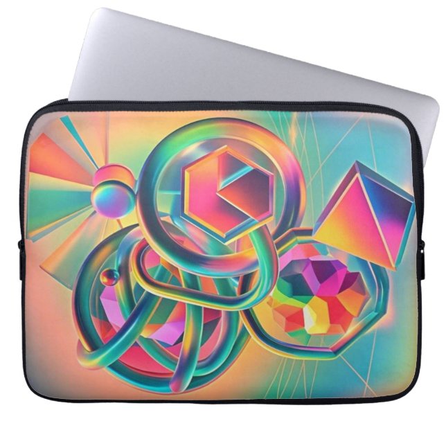 Färgfull vibrant- och nyteckning av abstrakt laptop fodral (Framsidan)
