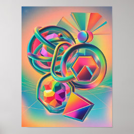 Färgfull vibrant- och nyteckning av abstrakt poster