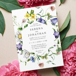 Färgfull Vibrant Vår Blommigt Watercolor Bröllop Inbjudningar