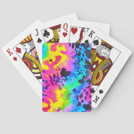 Färgfull Vild Cheetah Tye Dye Mönster Casinokort