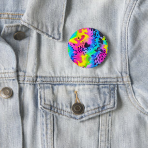 Färgfull Vild Cheetah Tye Dye Mönster Knapp