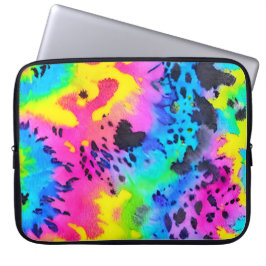 Färgfull Vild Cheetah Tye Dye Mönster Laptop Fodral