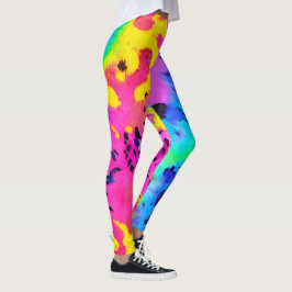 Färgfull Vild Cheetah Tye Dye Mönster Leggings