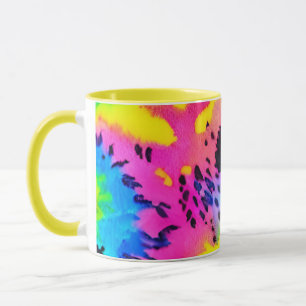 Färgfull Vild Cheetah Tye Dye Mönster Mugg