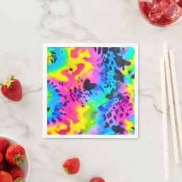 Färgfull Vild Cheetah Tye Dye Mönster Pappersservett