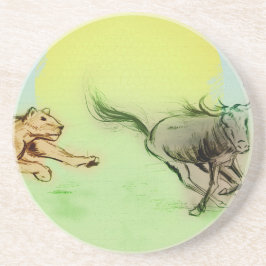 Färgfull Vilda djur Chase, SandStone Underlägg