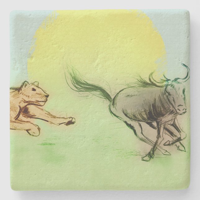 Färgfull Vilda djur-chase, stenUnderlägg (Framsidan)