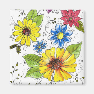 Färgfull vimatisk Blomsterträdgård Magnet