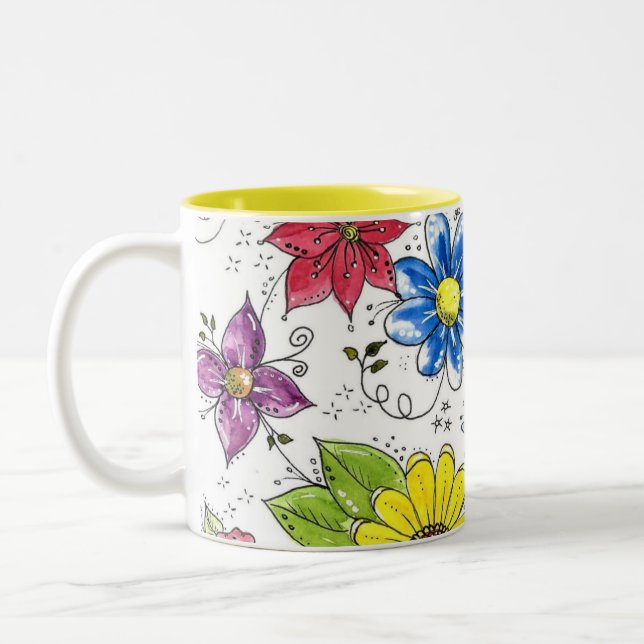 Färgfull vimatisk Blomsterträdgård Två-Tonad Mugg (Vänster)