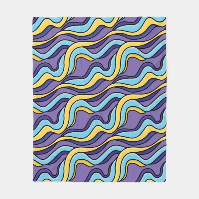 Färgfull Vinkar Mönster Funky Retro Modern Abstrak Fleecefilt (Framsidan)