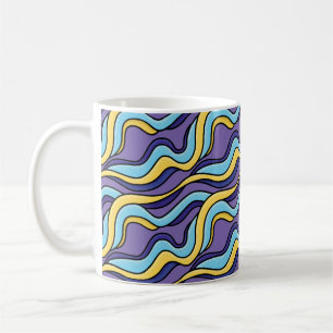 Färgfull Vinkar Mönster Funky Retro Modern Abstrak Kaffemugg
