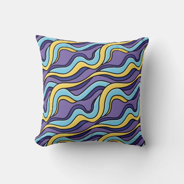 Färgfull Vinkar Mönster Funky Retro Modern Abstrak Kudde (Framsida)